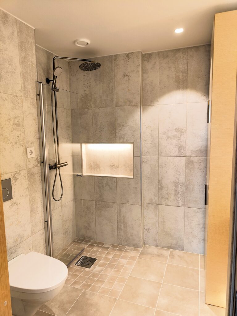 Elegant gray beige bathroom