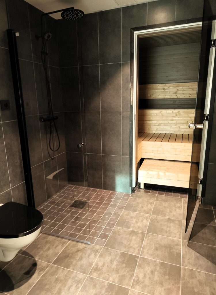 Dark sauna tiles